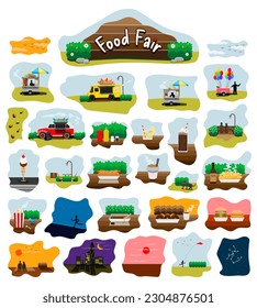 Food fair and outdoor activities illustration vector.