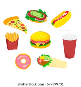 food fast icon sandwich donut pizza burger chicken