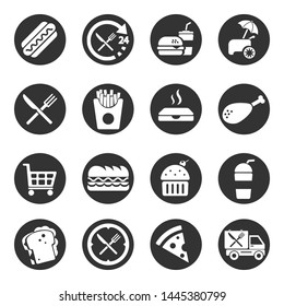 Food, fastfood, restaurant  icon set, vector.