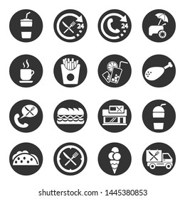 Food, fastfood, restaurant  icon set, vector.