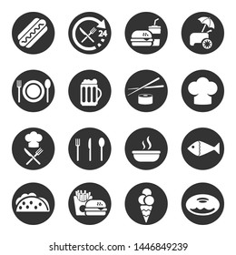 Food, fast-food, restaurant  icon set, vector.