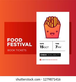Food Festival App Design with Fries Illustration