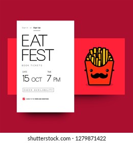 Food Festival App Design with Fries Illustration