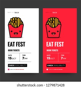 Food Festival App Design with Fries Illustration