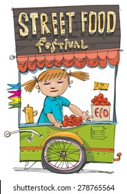 food festival cart - cartoon