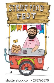 food festival cart - cartoon