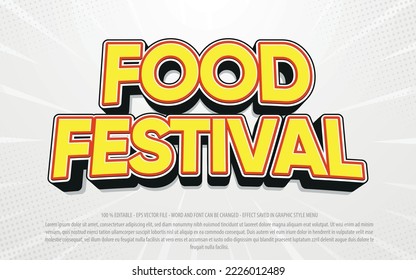 Food festival editable text effect template with 3d style use for logo and business brand