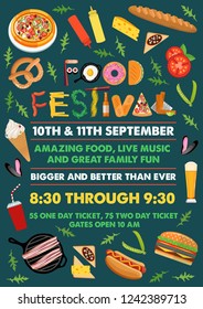 Food Festival Flyer. Vector Illustration.