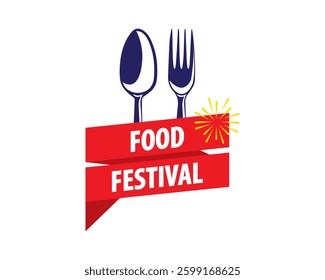 Food festival logo design vector. Design, logo, graphic, restaurant, illustration, menu, icon, fast, street. Can use for infographic, banner, poster, web design. Isolated on white background. 