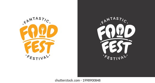 Plantilla vectorial del logo del festival de comida. Diseño para banner, tarjetas de felicitación o impresión.