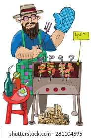 food festival - street BBQ - cartoon