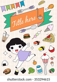 Food Festival Title Card Poster Template Character Icons illustration