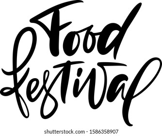 Food Festival Vector Calligraphic Hand Drawn Text. Street Food Logo Or Label