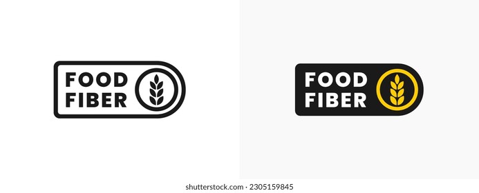 Food fiber label or Food fiber sign vector isolated in flat style. Best Food fiber label for product packaging design element. Food fiber sign for packaging design element.