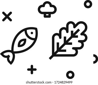ícono simple de vectores de ensalada de pescado