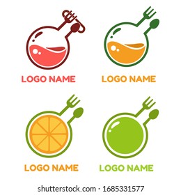 Food Flask Lab Fork Spoon Logo Icon Simple Concept Design Vector Illustration
