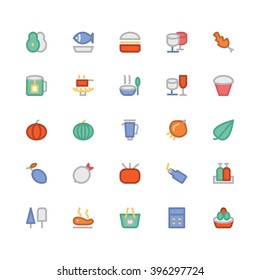 Food flat bold Vector Icons 5
