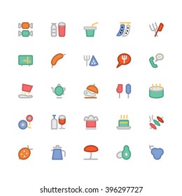 Food flat bold Vector Icons 4