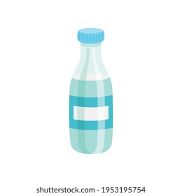 Food flat composition with isolated image of plastic water bottle on blank background vector illustration