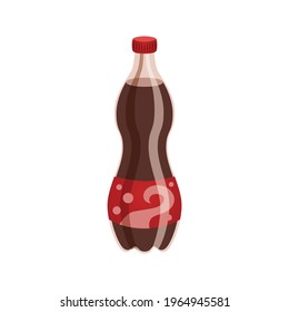 Food flat composition with isolated image of cola in bottle on blank background vector illustration