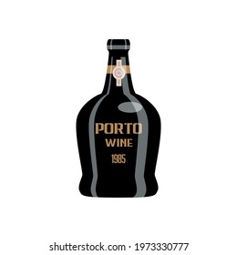 Food flat composition with isolated image of liquor bottle on blank background vector illustration