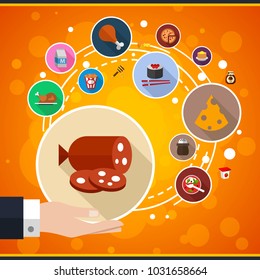 Food flat icon concept. Vector illustration. Element template for design.