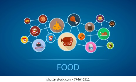 Food flat icon concept. Vector illustration. Element template for design.