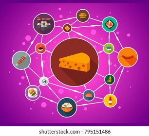 Food flat icon concept. Vector illustration. Element template for design.