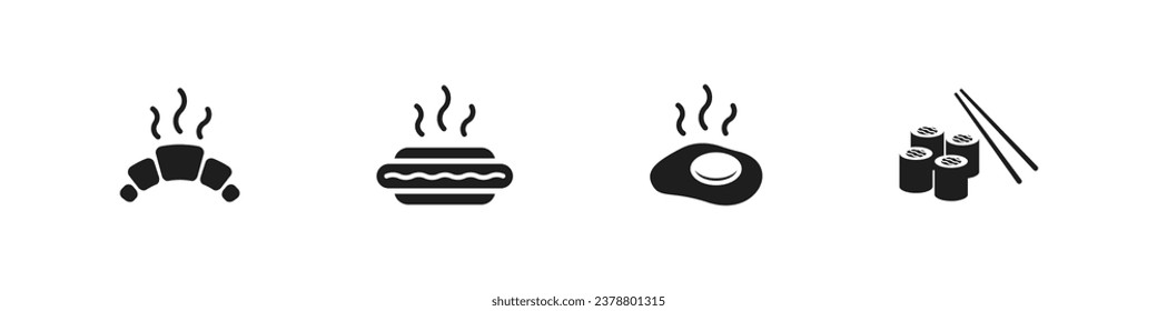 Food flat icon set. Eatery fastfood collection. Meal service icons.