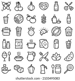 Food Flat Icon Set Isolated On White Background