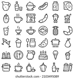 Food Flat Icon Set Isolated On White Background