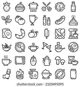 Food Flat Icon Set Isolated On White Background