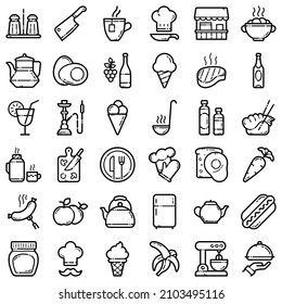 Food Flat Icon Set Isolated On White Background