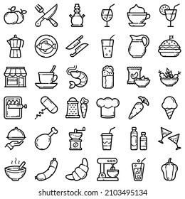 Food Flat Icon Set Isolated On White Background