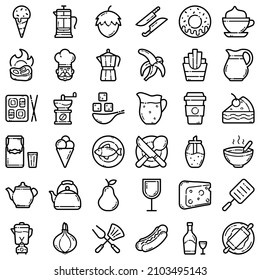 Food Flat Icon Set Isolated On White Background