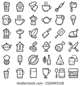 Food Flat Icon Set Isolated On White Background
