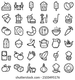 Food Flat Icon Set Isolated On White Background