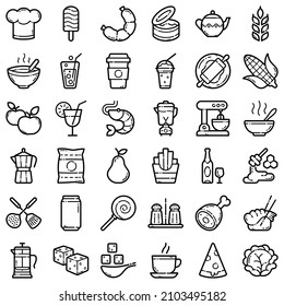 Food Flat Icon Set Isolated On White Background