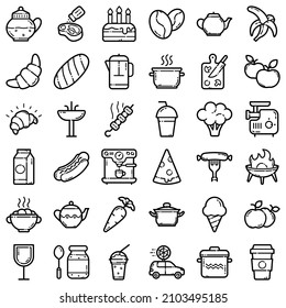 Food Flat Icon Set einzeln auf weißem Hintergrund