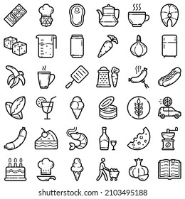 Food Flat Icon Set Isolated On White Background
