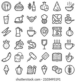 Food Flat Icon Set Isolated On White Background