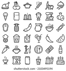 Food Flat Icon Set Isolated On White Background