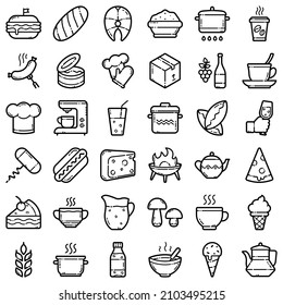 Food Flat Icon Set Isolated On White Background