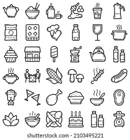 Food Flat Icon Set Isolated On White Background