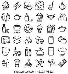 Food Flat Icon Set Isolated On White Background