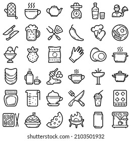 Food Flat Icon Set Isolated On White Background