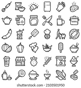 Food Flat Icon Set Isolated On White Background