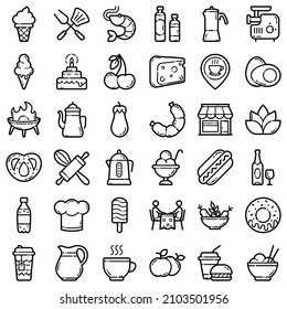 Food Flat Icon Set Isolated On White Background