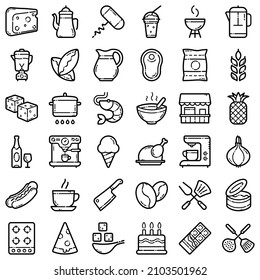 Food Flat Icon Set Isolated On White Background
