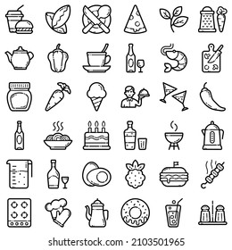 Food Flat Icon Set Isolated On White Background